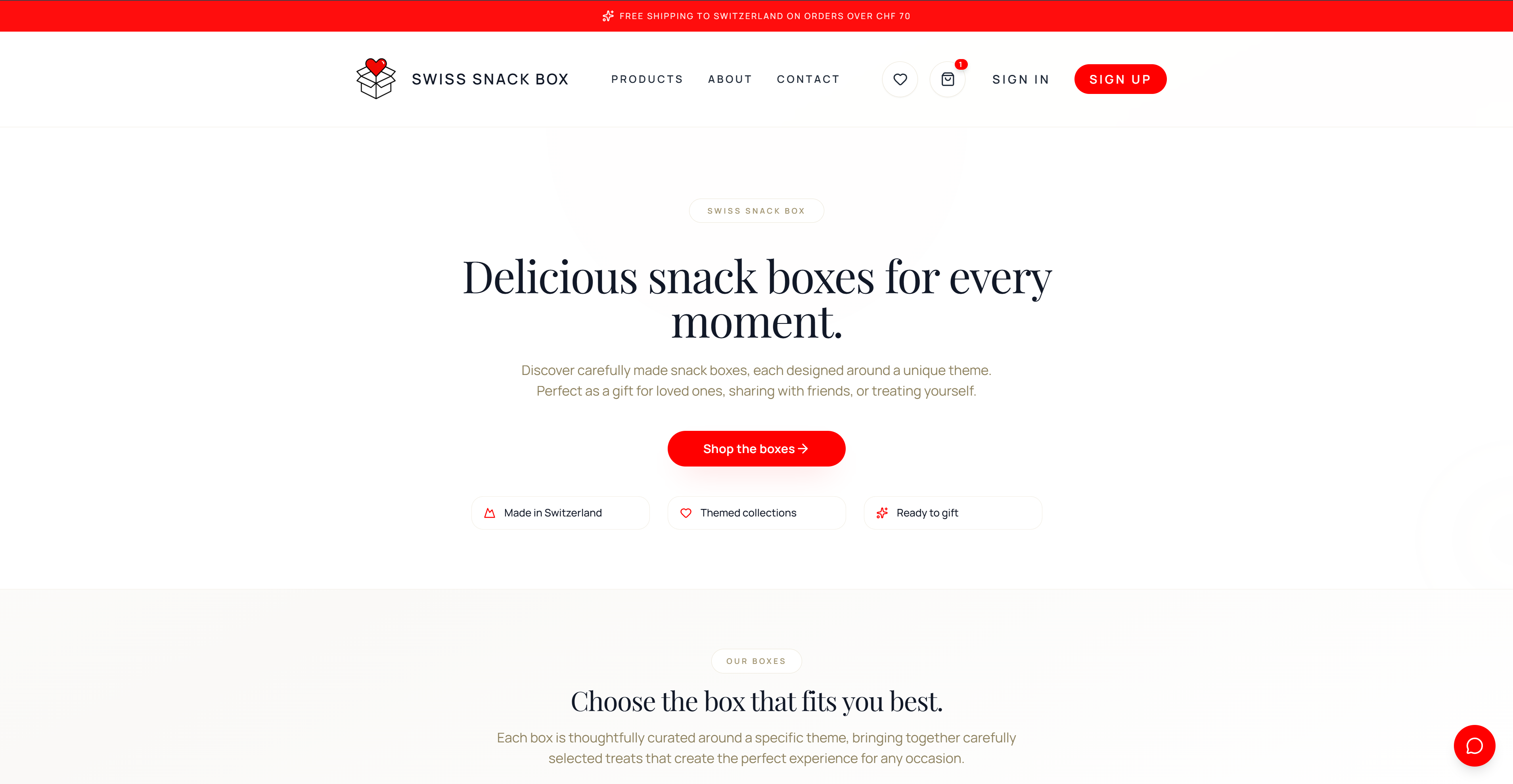 Swiss Snack Box Webseite - Neue Version